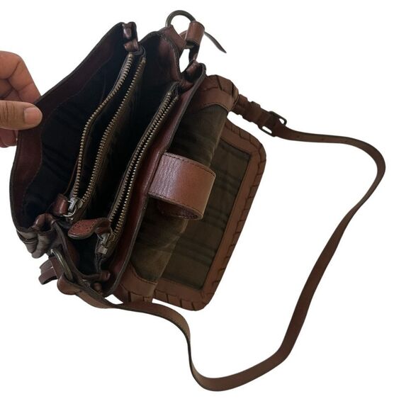 FRYE Layla Flap Saddle Black and Brown Leather Crossbody Bag - Picture 9 of 11